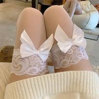 Sexy Lace Stockings Women Ultra-Thin Nylon Knee High Socks Thigh High Stocking Lolita Kawaii Bowknot Long Socks Thigh High Socks One Size