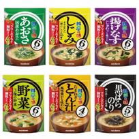 Marukome Official Ryotei no Aji Miso Soup Freeze-Dried Granules 6 Types 33 Servings Instant AosaShijimiFried EggplantVegetables (6 each)Kurobara Nori