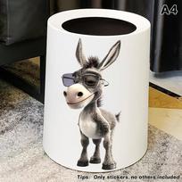 Cute Glasses Animal Panda Penguin Trash Can Sticker Decorative Removable Wall Decal for Child Bedroom Family Room A4