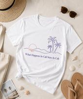 What Happens In Cali Shirt – Minimalist Palm Sunset Graphic Tee M