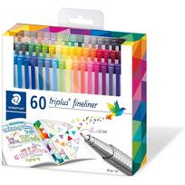 STAEDTLER 334 C60 Triplus Fineliner - 60 Brilliant Colours, 0.3 mm, Ergonomic Triangular Barrel, Water-based Ink, Made in Germany