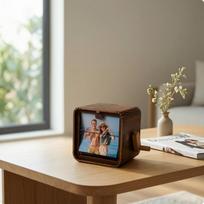 Photo Music Box Personalized with Window Wooden for Couples, Families, Anniversary, 8 Photos No Light