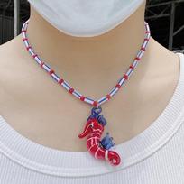 Tropical Island Seahorse Pendant Colorful Glass Beaded Necklace Charm Fish Necklace  Jewelry  Gift Red Seahorse
