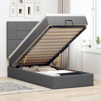 Ottoman Bed Frame with Mattress, Dark Gray, 90X200 Cm, Fabric
