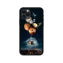 Black tpu case for iphone 5 5s se 2020 6 6s 7 8 plus x 10 XR XS 11 12 mini pro MAX back cover Sky Space planet Moon stars Luxury iphone 5 5S SE