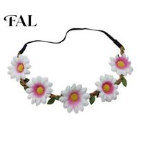 Festival Hair Decoration for Outdoor Picnic Sunflower/Daisy Wreath Headband Women Girls, Flower Headpiece, Adjustable Boho Style Garland Wedding T
