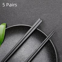 5/10 pairs Chinese Food Chopsticks Reusable Black Alloy Non Slip Washable Safe Dishes Food Grade High Temperature Sterilizable