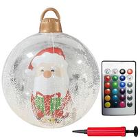 60 cm PVC dideli pripučiami kalėdiniai kamuoliai su šviesomis PVC pripučiamas kalėdinis kamuolys su šviesomis nuotolinio valdymo pulteliu Kalėdinės dekoracijos kamuolys 24 Inch