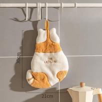 1Pcs Cute Cat Hanging Towel Kitchen Hand Towel Bathroom Soft Absorbent Handkerchief Wipe Towel Cartoon Kids Towels oranžinė