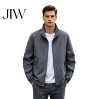 Solid Color Slim Fit Jacket Men Windbreaker Jacket, Windproof Waterproof Stand Collar Coat, Casual Zip-up Comfortable Street Style Jackets with M tamsiai pilka spalva