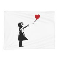 Banksy Girl With Balloon Blanket Soft Warm Flannel Throw Blanket Cover for Bed Living room Picnic Travel Home Sofa Size: 75*100cm, Weight: 230 GSM