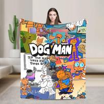 Dog Man Dogman And Friend Micro Warm Soft Blanket Plush Throw Blanket Novelty Home Decor Flannel Bedspread Sofa Bed Cover Size: 75*100cm, Weight: 230 GSM black