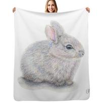 Bob the Bunny Throw Blanket Luxurious Soft Blanket Holiday Gift for Family Size: 75*100cm, Weight: 230 GSM