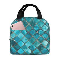 Lapis Lazuli Pattern Print Lunch Bags Insulated Bento Box Lunch Tote Leakproof Picnic Bags Thermal Bag for Woman Girl School One Size