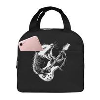 Possum Playing Electric Guitar Lunch Bags Insulated Bento Box Lunch Tote Leakproof Picnic Bags Thermal Bag for Woman Girl School One Size