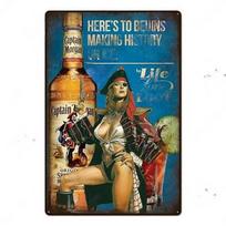 Captain Vintage Metal Sign Pirate Rum Bar Decor Man Cave Wall Art 20X30CM