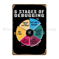 6 Stages Of Debugging Sarcastic Programming Computer Science Metal Plaque Wall Decor Kitchen Club Printed Tin Sign Poster 20X30CM