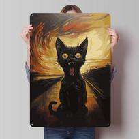The Scream Black Cat Tinplate Posters Customizable Wall Art Retro Vintage Metal Signs for Home Room Mancave Decoration Gaming 20X30CM