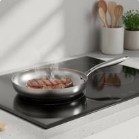 ThreeLayer Steel Pan Induction Compatible Stainless Frying Rapid Heating Conduction 26CM