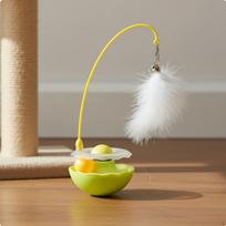 Tumbler Cat Toy Relieves Boredom Catnip Wobble Self Play Feather Rod Teaser for Indoor Cats,