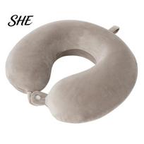 Removable Velvet Pillow Cover Memory Foam Travel Neck Pillow, U Shaped Headrest for Airplane Comfortable Cushion Car, Soft Support Office Nap,