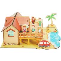 Domek na plaży trójwymiarowe drewniane puzzle 3d diy