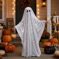 Halloween Sequin Cape with Two Eyes, Costume Cape for Adult Costume Party One Size