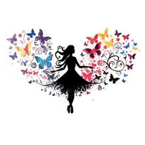 Hand Painted Fairy Girl with Butterflies Wall Sticker Cozy Home Decor for Bedroom Living Room Wall Art 45*60cm įvairiaspalvis