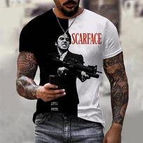 Scarface Klasikinis Filmas 3D Spausdinimo Sportiniai Greitai Džiūstantys Kvėpuojantys Vyriški Marškinėliai Lauko Gatvės Harajuku Laisvalaikio Mados Gerbėjų Trumpomis Rankovėmis S