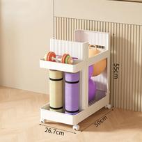 Multifunctional Gym Equipment Holder with Wheels Stable Sports Equipment Storage Rack Durable Yoga Mat Storage Basket