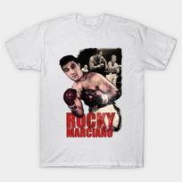 Men Black Print T-shirt Rocky Marciano No-Cut Transfer Paper Print Cotton Tshirt 3XL