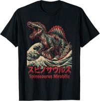 Spinosaurus Mirabilis Japanese Kaiju Dinosaur Retro Wave T-Shirt Size S-4XL XXL