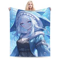 Warm Soft Blankets Gawr Gura Kimono Saba Sameko Throw Blanket Kimono Saba Sameko Flannel Bedspread For Couch Chair Bed Cover Size: 75*100cm, Weight: 230 GSM
