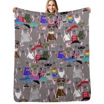 Big Dog Weim Nation Grey Ghost Weimaraner Hand-painted Pet Pattern on Pink Throw Blanket Decoratives Luxury Brand Blankets Size: 75*100cm, Weight: 230 GSM