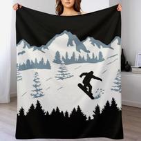 Snowboard, snowboarder and mountains, snowboarding Throw Blanket Modern Design Soft Blanket for Home Decor Size: 75*100cm, Weight: 230 GSM