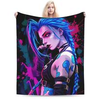 Arcane Vi Jinx Plush Blanket Children  Flannel Bedding Throws For Couch Chair Sofa Bed Warm Soft Bedspread Gift Idea 130cmx150cm