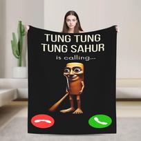 Tung Tung Tung Sahur Flanelinis pledas Pavasaris Šiltas Minkštas Patalynės užtiesalas Vaikams Namų dekoras Naujoviškas Lovatiesė Sofos lovos užvalkalas 100cmx150cm