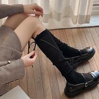 1/2 Pairs Lolita Long Socks Women Summer Ultra Thin Breathable Bandage Ribbon Bow Sweet Girls Jk Style Black White Stockings One Size