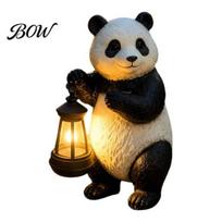 Weather Resistant Solar Light Garden Light, Resin Panda Statue, Waterproof Outdoor Lawn for Automatic Patio Yard Front Porch, Dusk to Dawn LED 30cm