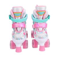 Adjustable Light Up Roller Skates Buckle Straps Hook and Loop Fasteners Non Slip Laces Double Row Quad Skates S