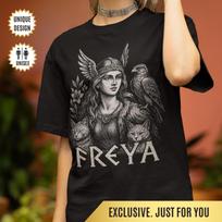 Freya T-Shirt Norse Goddess, Norse Mythology Valkyrie Tee, Viking Mythology Shirt, Pagan Witch Gift for Nordic Women & Gothic Aesthetic Fans 3XL