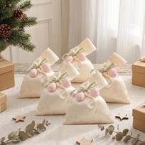 5Pcs Premium Satin Tote Bags, Elegant Tulip Pendant Gift Bags, Reusable Candy Return Gift Bags, Suitable For Weddings Bridal Showers Birthday Parties 5Pcs beige bags