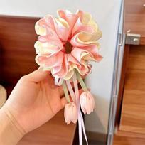 Sweet-style Tulip Hair Scrunchie Multicolor Kids Bun Maker Ribbon Hair Tie  Toddlers