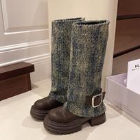 Kaubojus Aukštakulniai Platforminiai Ilgi Batai Moteriški Batai Mados Trend Punk Motociklo Batai Nauji Winter Goth Pumps Snow Botas Lady 35