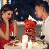 Nauja besisukanti meškiuko apkabinimo rožių papuošalų dėžutė, amžinų gėlių dovanų dėžutė mergaitei, Motinos dienai, Valentino dienai, Kalėdų dovana Red/small size; preserved flower