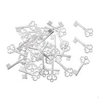 Antique Style Key Charms Collection, Small Metal Keys for Jewelry Making Supplies Bright silver 100pcs