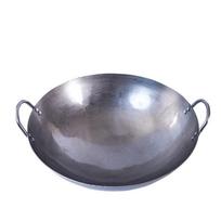 ZISHI Commercial Double Handle Round Bottom Iron Wok 40cm