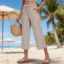 Womens Palazzo Pants Summer Casual Flowy Wide Leg Trousers Beach Travel Vacation Outfits L