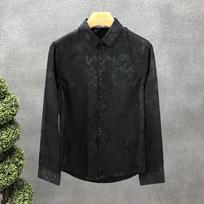 Mens Floral Jacquard Long Sleeve Shirt Casual Button Down Satin Shirt for Daily and Formal Wear S juoda