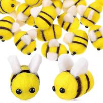 24 Pcs Bumblebee Plush Toys for Kids, Mini Bees Stuffed Animals, DIY Wool Felt Bees Craft Kit